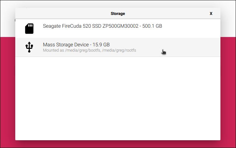 Select Storage Device