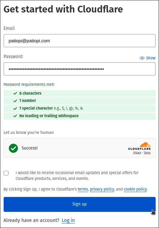 Signup for a Cloudflare account