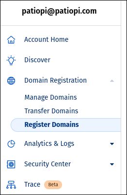 Register Domains menu item