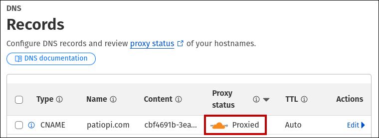 Proxied DNS record